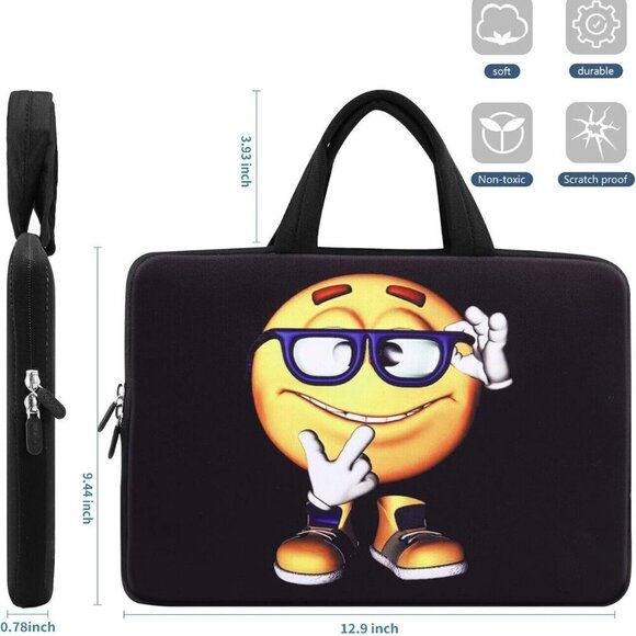 iColor Laptop Neoprene Handle Bag Computer Tablet Protect Case School Emoji Face - Picture 5 of 12